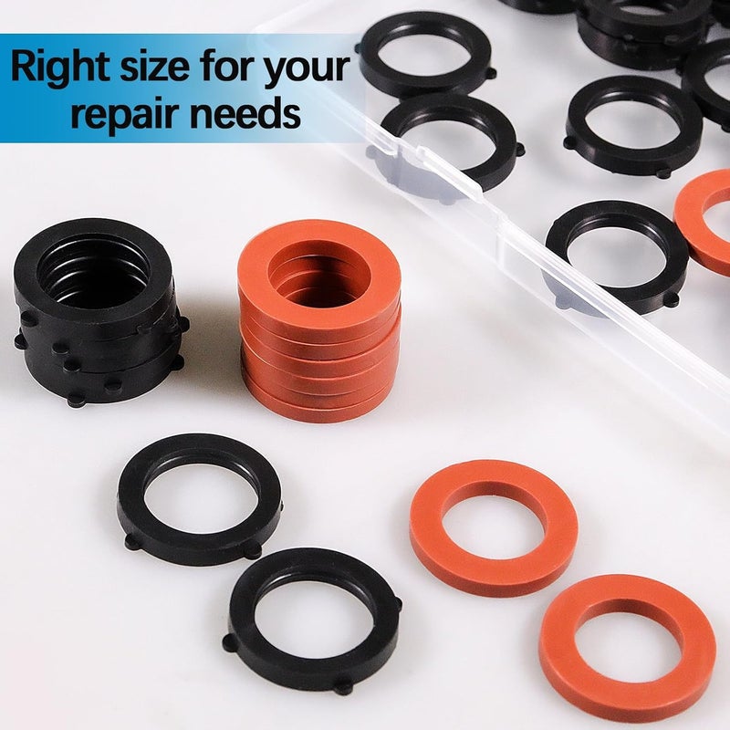 ZDBB 80 Pcs Garden Hose Gasket Rubber Seal, Fits All Standard 3/4 Inch Outdoor Hose Fittings with Heavy Duty Red and Black Self-Locking Tabs to Hold The Gasket Securely in The Fitting - Image 3